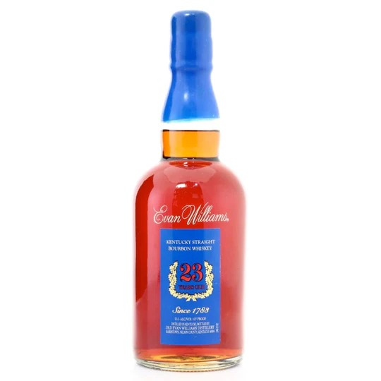 Evan Williams 23 Years Old collectible bourbon whiskey bottle. tx whiskey ranch