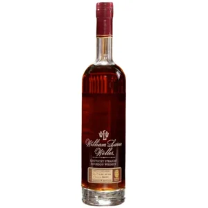William Larue Weller 2024 collectible barrel-proof wheated bourbon whiskey bottle. whiskey glass​