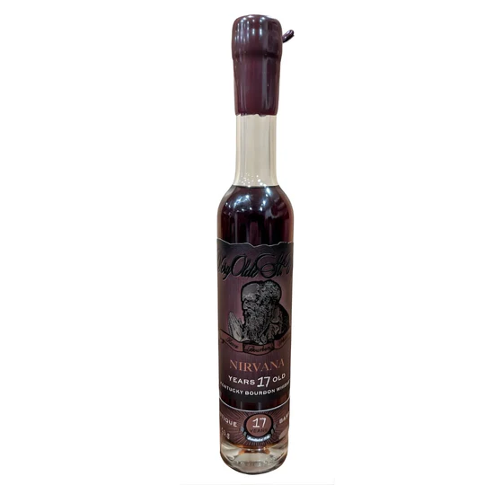 Very Olde St Nick Nirvana collectible luxury bourbon whiskey bottle. woodford reserve bourbon whiskey