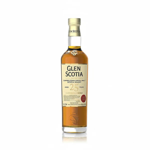 Glen Scotia 25 Year Old collectible single malt Scotch whisky bottle. what is whiskey made of