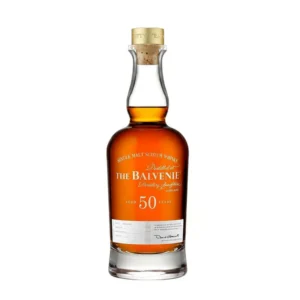 The Balvenie 50 Year Old ultra-premium Speyside single malt Scotch whisky bottle. jim beam whiskey