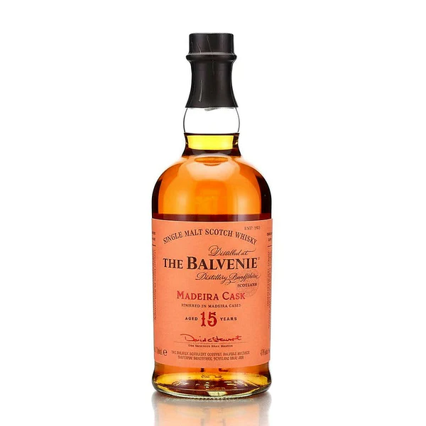 The Balvenie Madeira Cask 15 Year Old Speyside single malt Scotch whisky bottle finished in Madeira wine casks. whistle pig whiskey