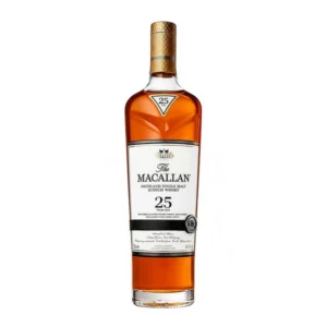 The Macallan 25 Year Old Sherry Oak premium collectible single malt Scotch whisky bottle. dough ball whiskey dough ball whiskey