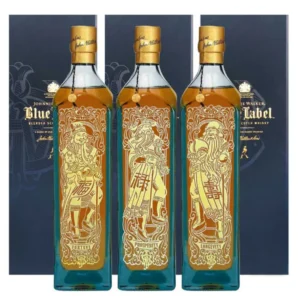 Johnnie Walker Blue Label Fu Lu Shou Set premium Scotch whisky gift collection. buffalo trace bourbon cream