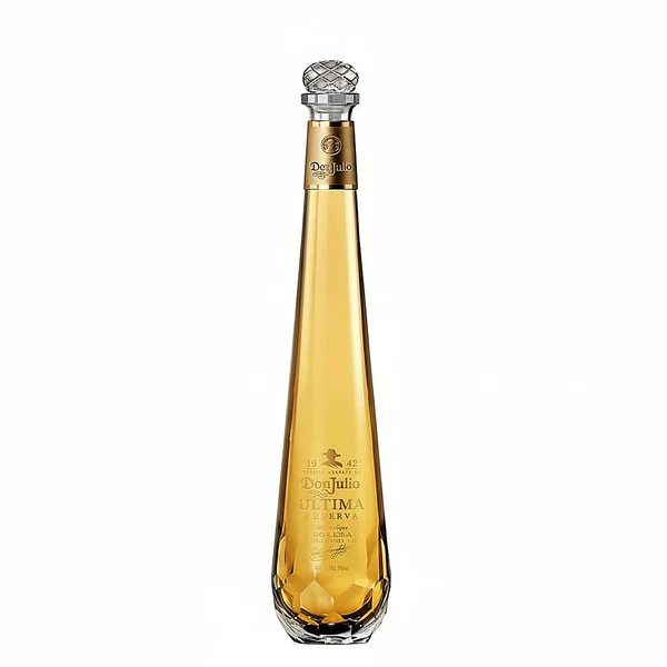Don Julio Ultima Reserva Extra Añejo Tequila premium collectible bottle. bourbon a whiskey