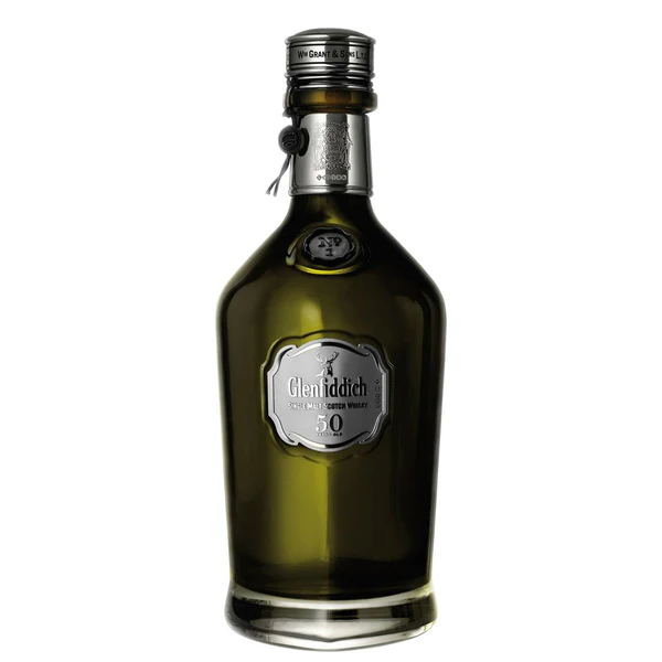 Glenfiddich 50 Year Old Single Malt Scotch Whisky rare collectible bottle. blantons bourbon