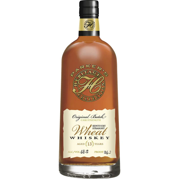 Parker’s Heritage Collection 8 13 Year Wheat Whiskey premium collectible bottle. big whiskey menu